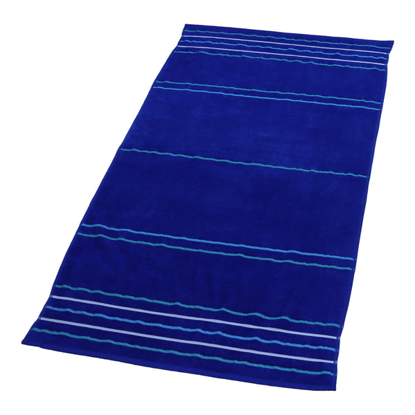Beach Towel, Royal Blue Multi-stripe