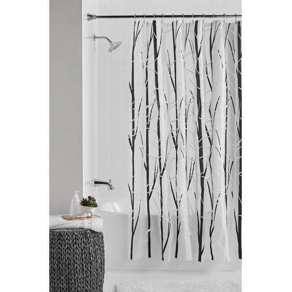 Woodland 70" x 72" PEVA Black/White Shower Curtain or Liner