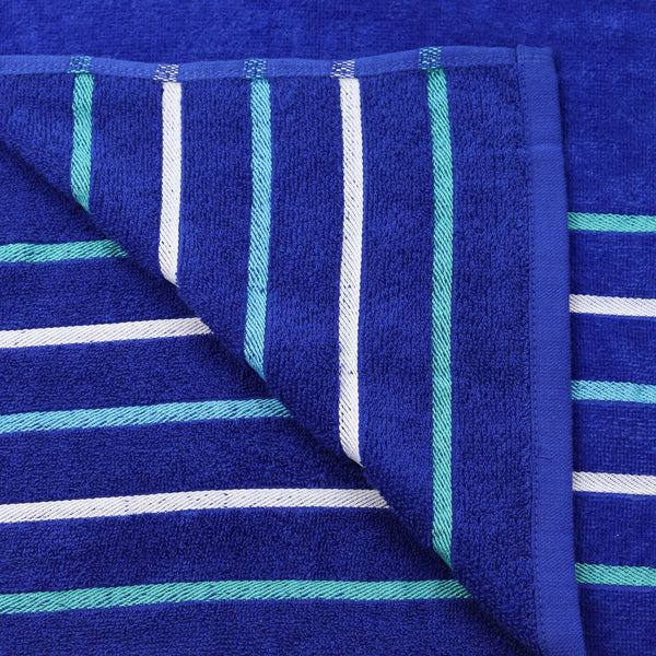 Beach Towel, Royal Blue Multi-stripe