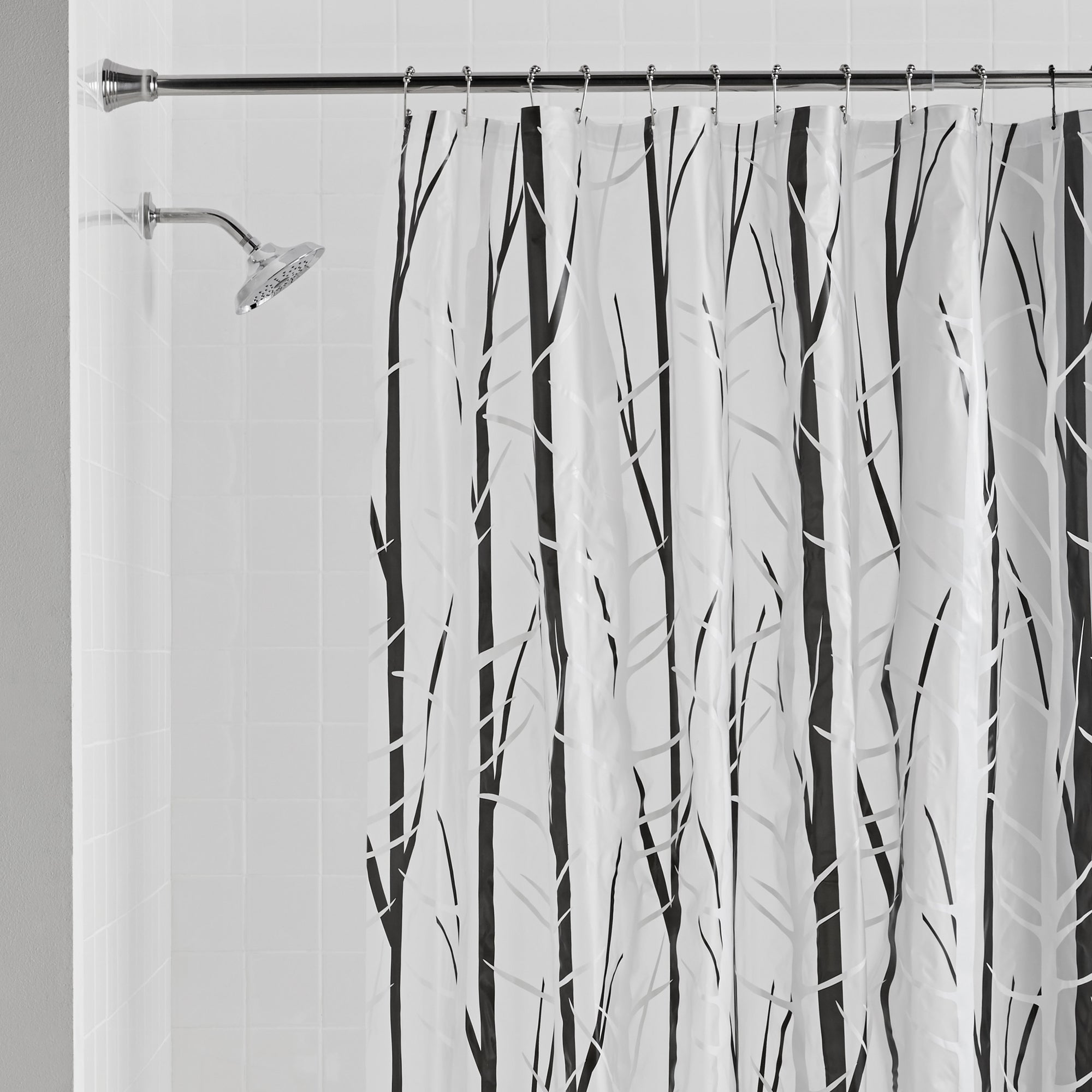 Woodland 70" x 72" PEVA Black/White Shower Curtain or Liner